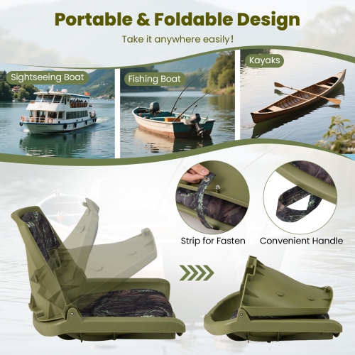 Gymax Folding Fishing Boat Seat w/High-density Sponge Cushion PVC Surface & PP Frame