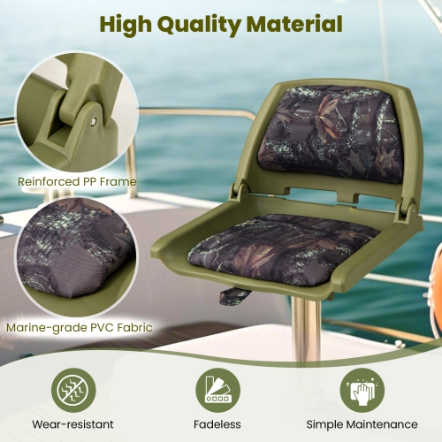 Gymax Folding Fishing Boat Seat w/High-density Sponge Cushion PVC Surface & PP Frame