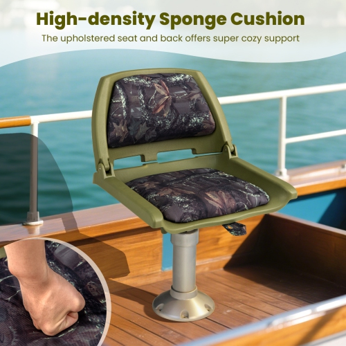 Gymax Folding Fishing Boat Seat w/High-density Sponge Cushion PVC Surface & PP Frame
