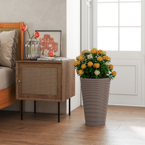 Gymax 18'' Tall Flower Pot Set of 2 w/ Insert Bucket Handle Design Drainage Holes