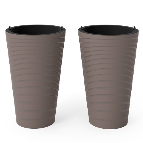 Gymax 18'' Tall Flower Pot Set of 2 w/ Insert Bucket Handle Design Drainage Holes