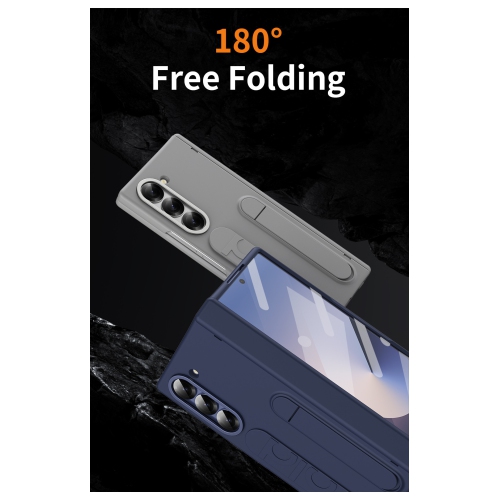 Samsung Z Fold 6 Case with Wristband Holder, 4/3 Hinge Pen Slot, and Folding Case Cover - Transparent