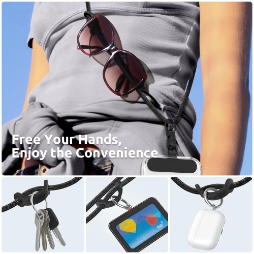 Adjustable mobile phone lanyard with 1 mobile phone lanyard buckle, suitable for Apple and Android
