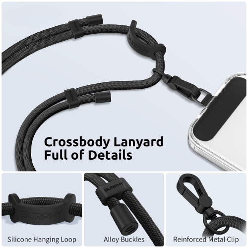 Adjustable mobile phone lanyard with 1 mobile phone lanyard buckle, suitable for Apple and Android