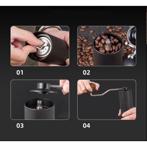 Portable Stainless Steel Hand-Crank Coffee Grinder, Manual Coffee Maker, Hand-Grinding Coffee Grinder, Seven Star Hand-Crank Coffee Grinder with CNC