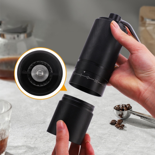 Portable Stainless Steel Hand-Crank Coffee Grinder, Manual Coffee Maker, Hand-Grinding Coffee Grinder, Seven Star Hand-Crank Coffee Grinder with CNC