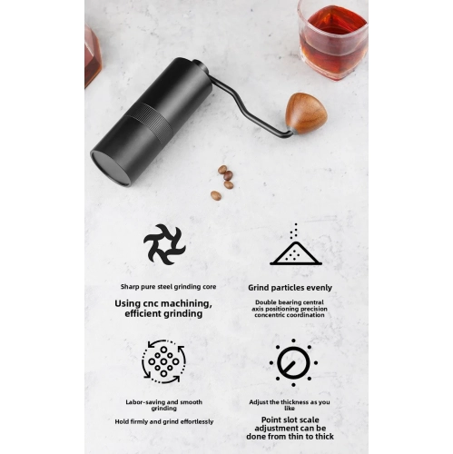 Upgraded Hand-crank Grinder, Pour-over Coffee Grinder, Portable Hand-crank Coffee Grinder, CNC Mill, Stainless Steel Hand-crank Coffee Grinder -