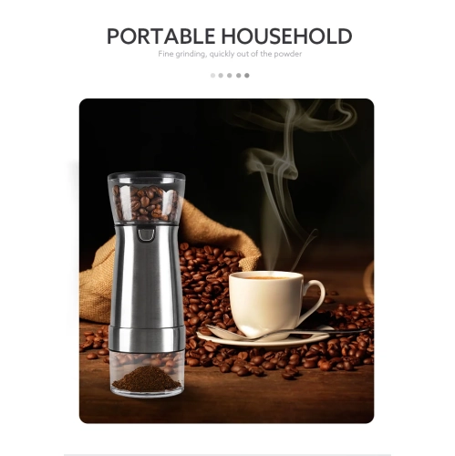 Tout nouveau moulin à café Accessoire de cuisine portatif petit moulin à café électrique automatique USB, moulin à grains - Argenté