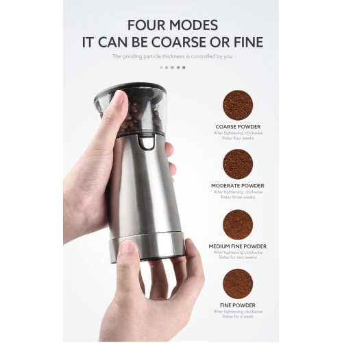 Tout nouveau moulin à café Accessoire de cuisine portatif Petit moulin automatique USB Cafetière électrique, moulin à grains - Noir