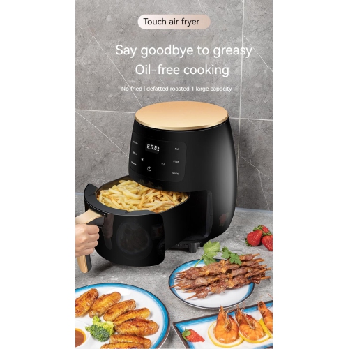 Smart Touch Screen Air Fryer Household Electric Fryer Air Fryer Breakfast Machine Fried Chicken Legs Black 4.5L US Standard 220V