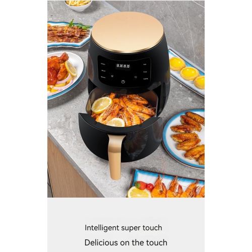 Smart Touch Screen Air Fryer Household Electric Fryer Air Fryer Breakfast Machine Fried Chicken Legs Black 4.5L US Standard 220V