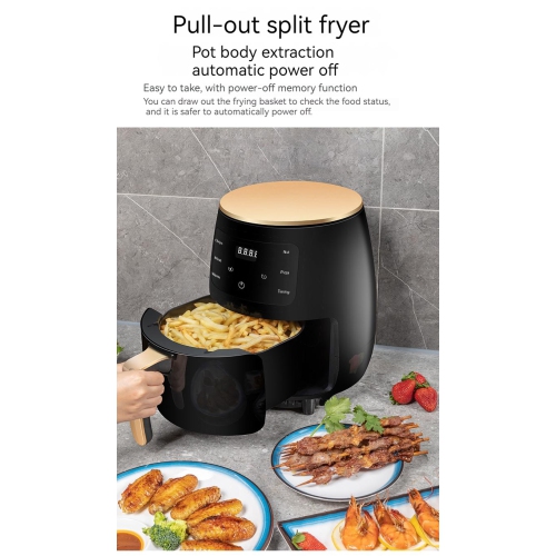 Smart Touch Screen Air Fryer Household Electric Fryer Air Fryer Breakfast Machine Fried Chicken Legs Black 4.5L US Standard 220V