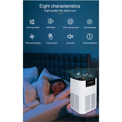 Brand new desktop air purifier with negative ionization, formaldehyde removal, sterilization, and odor removal, white.Plug-in model - US plug-in
