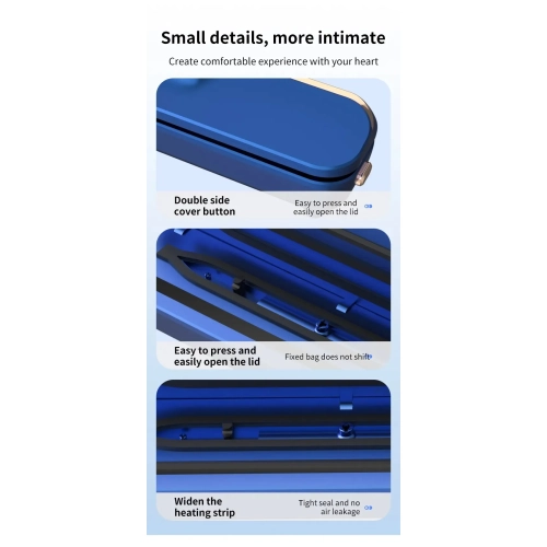 Automatic Vacuum Sealer Food Packaging Machine Small Home Food Preservation Portable Sealer - HB-501 [Blue] Vacuum Laminator - US Plug