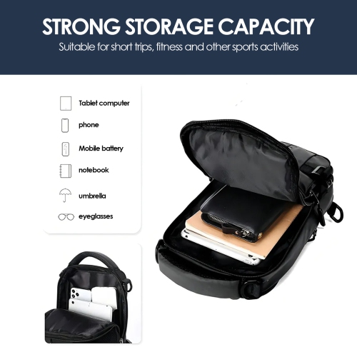 Sac à bandoulière pour homme avec port de recharge USB Sac messager Sac de voyage Sac de poitrine idéal pour les voyages en plein air et le camping