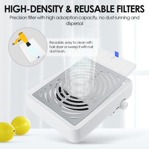 Nail dust collector with LED light, electric nail vacuum cleaner, nail art dust removal fan, suitable for manicure, nail care