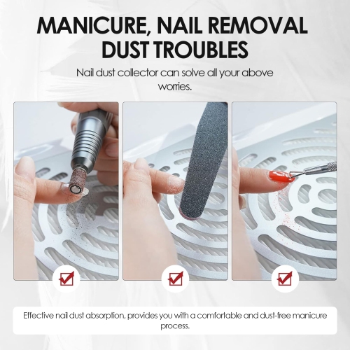 Nail dust collector with LED light, electric nail vacuum cleaner, nail art dust removal fan, suitable for manicure, nail care