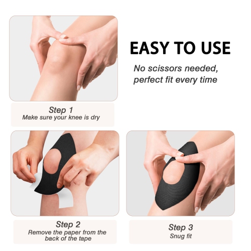 20 morceaux de ruban kinésiologique pour genoux, Ruban élastique étanche pour soulager la douleur au genou