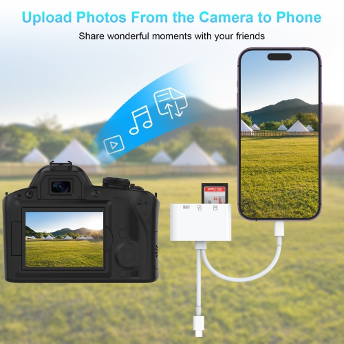 Compatible avec le téléphone mobile Android d'Apple, interface deux-en-un OTG vers station d'extension pour lecteur de carte SD/TF/USB2.0 HUB