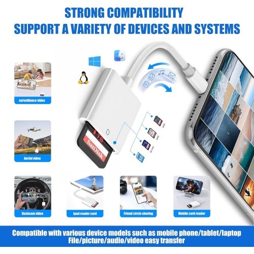 Convient aux téléphones mobiles Apple Lecteur de carte SD Carte TF Carte CCD Carte appareil photo Type C Adaptateur d'appareil photo - Type-c SD