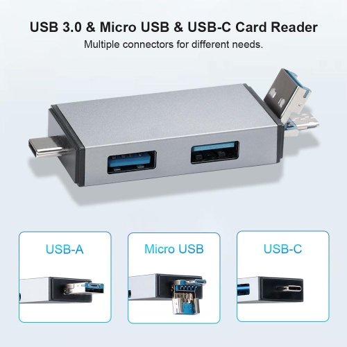 USB3.0 Téléphone mobile Android ordinateur ordinateur de carte en alliage d'aluminium Lecteur de carte OTG multi-fonctions haute vitesse