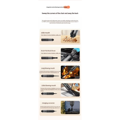 Dust removal wireless car vacuum cleaner blowing and suction all-in-one handheld desktop vacuum cleaner small mini rechargeable straight handle