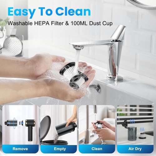 Aspirateur d'auto tout-en-un, mini aspirateur sans fil pour voitures et maisons, aspirateur électrique à aspiration forte - Black Gold Supreme