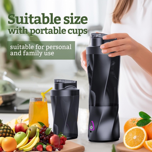 Portable Electric Juicer Cup Kitchen Juicer Juice Cup Multi-function Mixing Cup Travel Cup Waterproof USB-Black
