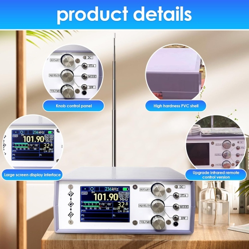 Radio stéréo avec deux haut-parleurs | FM/AM haute fidélité pleine bande | Antenne fouet métallique avec télécommande