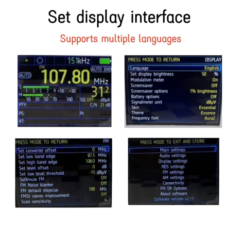 Radio stéréo avec deux haut-parleurs | FM/AM haute fidélité pleine bande | Antenne fouet métallique avec télécommande