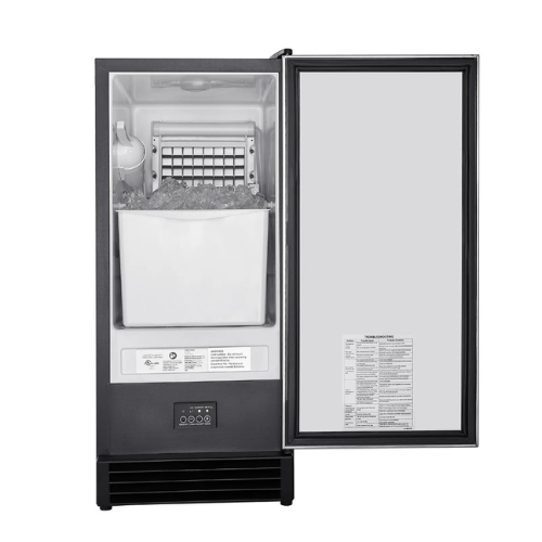 VEVOR Undercounter Built-in Ice Maker SNQRSZBJ50LBRKHUFV1, 50 lbs/24H Square Ice, 22 lbs Storage, Drain Pump, Stainless Steel Door,