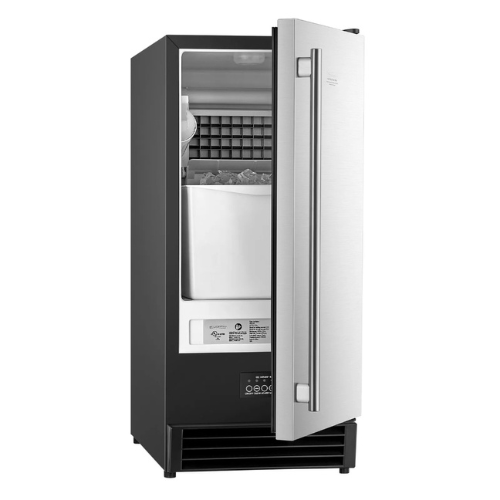 VEVOR Undercounter Built-in Ice Maker SNQRSZBJ50LBRKHUFV1, 50 lbs/24H Square Ice, 22 lbs Storage, Drain Pump, Stainless Steel Door,