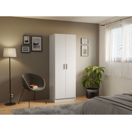 Madesa Wardrobe Storage Cabinet Armoire Closet with 2 Doors and 4 Utility Shelves 23 Inch Wooden Organization Unit for Bedroom - White