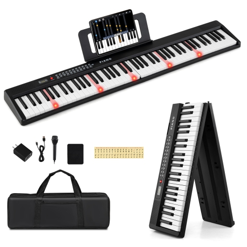 Gymax 88-Key Piano Keyboard Foldable Full Size Semi Weighted Electronic Keyboard