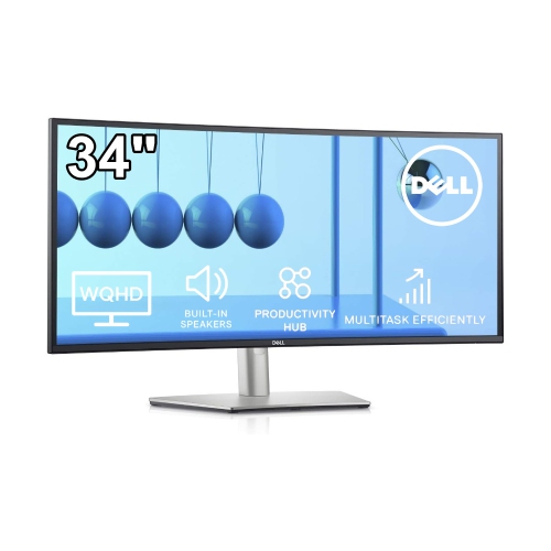 Refurbished - Dell UltraSharp U3421WE, 34in Curved USB-C Hub Monitor, WQHD (3440 x 1440 60Hz), Display Port, HDMI, USB-C, Built-in Speakers