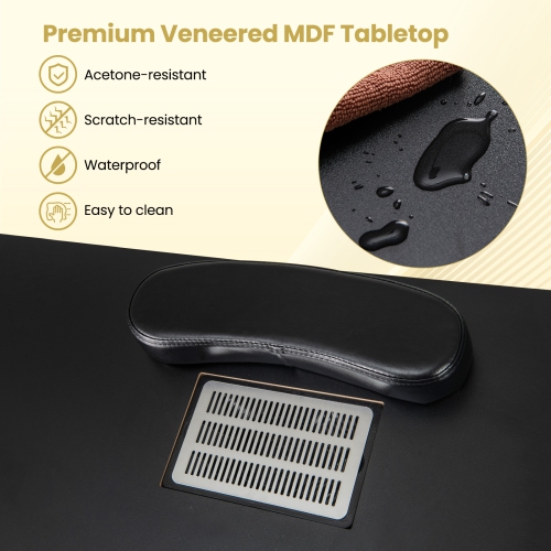 Gymax Manicure Table Nail Desk w/ Electric Dust Collector 3 Dust Bags Wrist Rest