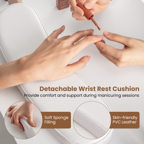 Gymax Manicure Table Nail Desk w/ Drawers Wrist Rest Metal Legs Nail Tech Station