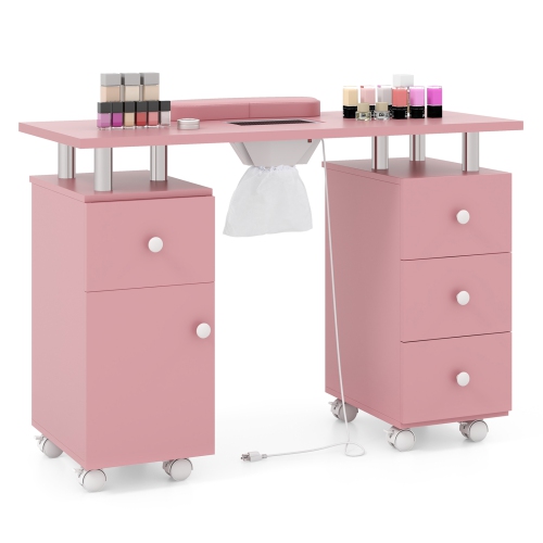 Gymax Manicure Table Nail Desk w/ Electric Dust Collector 3 Dust Bags Wrist Rest