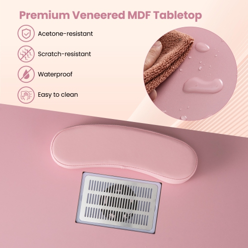 Gymax Manicure Table Nail Desk w/ Electric Dust Collector 3 Dust Bags Wrist Rest