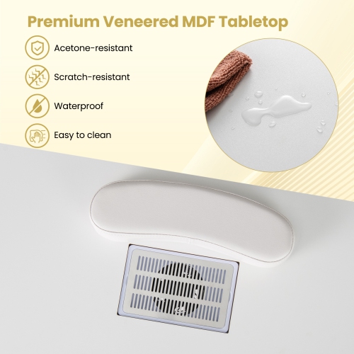 Gymax Manicure Table Nail Desk w/ Electric Dust Collector 3 Dust Bags Wrist Rest