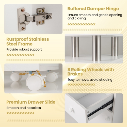 Gymax Manicure Table Nail Desk w/ Electric Dust Collector 3 Dust Bags Wrist Rest