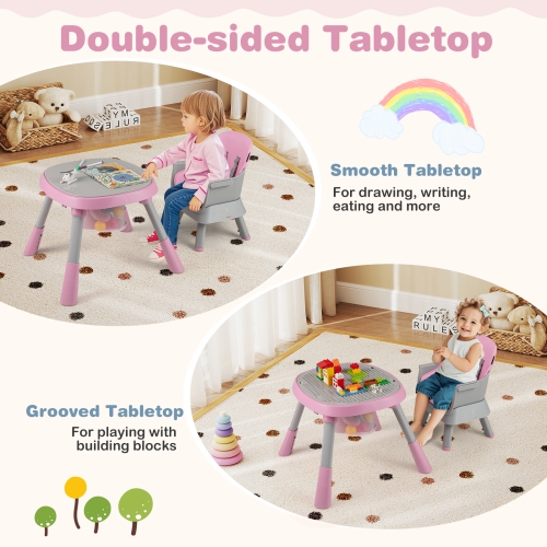 Gymax 16-in-1 Baby High Chair w/ Activity Center Booster Seat Building Block Table