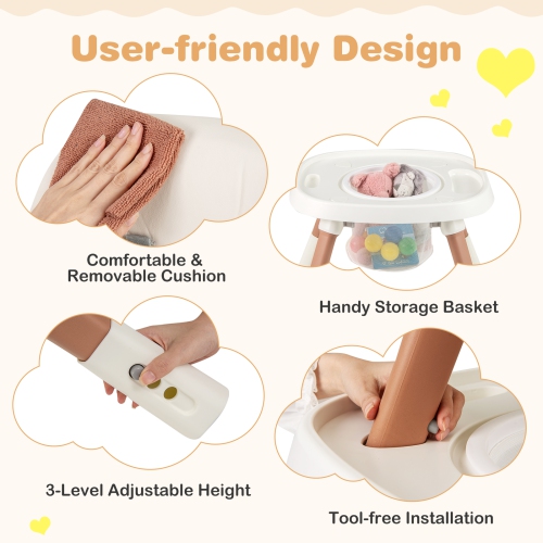 Gymax 16-in-1 Baby High Chair w/ Activity Center Booster Seat Building Block Table