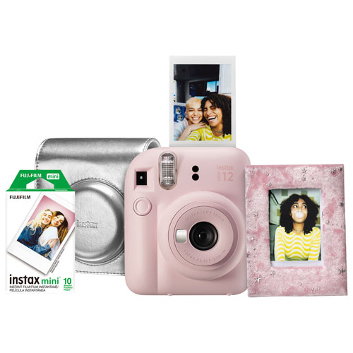 Ensemble-cadeau avec appareil photo instantané Instax Mini 12 de Fujifilm - Rose fleuri
