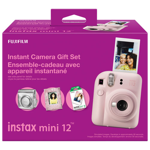 Ensemble-cadeau avec appareil photo instantané Instax Mini 12 de Fujifilm - Rose fleuri