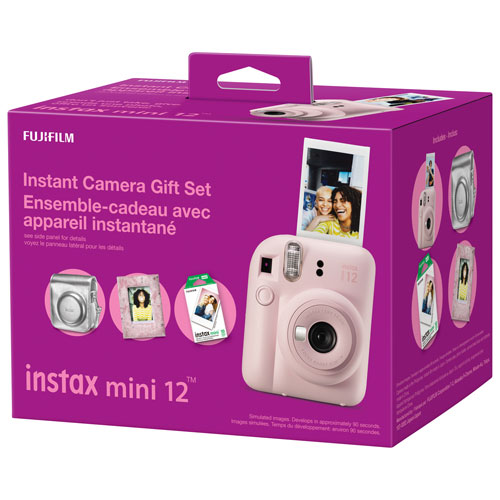 Ensemble-cadeau avec appareil photo instantané Instax Mini 12 de Fujifilm - Rose fleuri