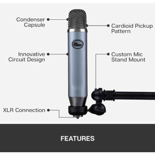 Logitech – Microphone à condensateur XLR Blue Ember pour studio, enregistrement, baladoémissions, microphone de diffusion