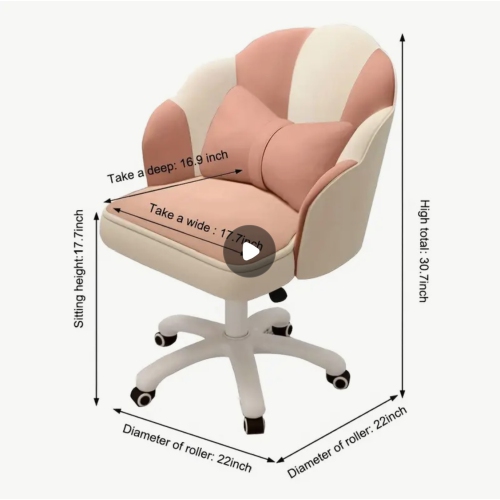 Arm less Office Chair - Modern Ergonomic Desk Chair with Wheels, Adjustable Swivel Task Computer Chair for Small Spaces & Home Office Pink/White
