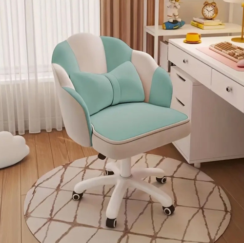 Arm less Office Chair - Modern Ergonomic Desk Chair with Wheels, Adjustable Swivel Task Computer Chair for Small Spaces & Home Office Blue/White