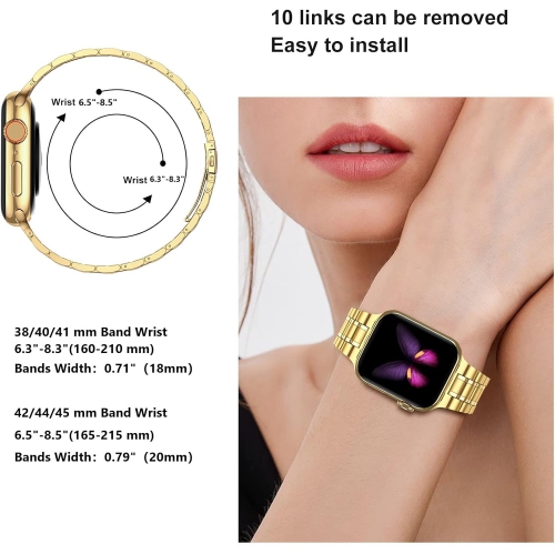 Solid Stainless Steel Band Compatible with Apple Watch 46mm Series 10, Metal Strap for iWatch Series 10 46mm Women and Men